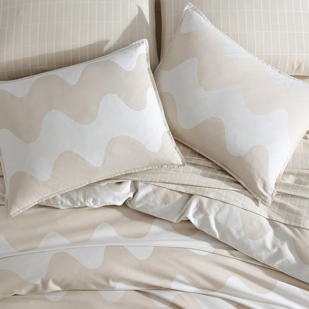 Marimekko - King Duvet Cover Set, Organic Cotton Bedding with Matching Shams, Luxury Home Decor, GOTS Certified (Lokki Beige, King)