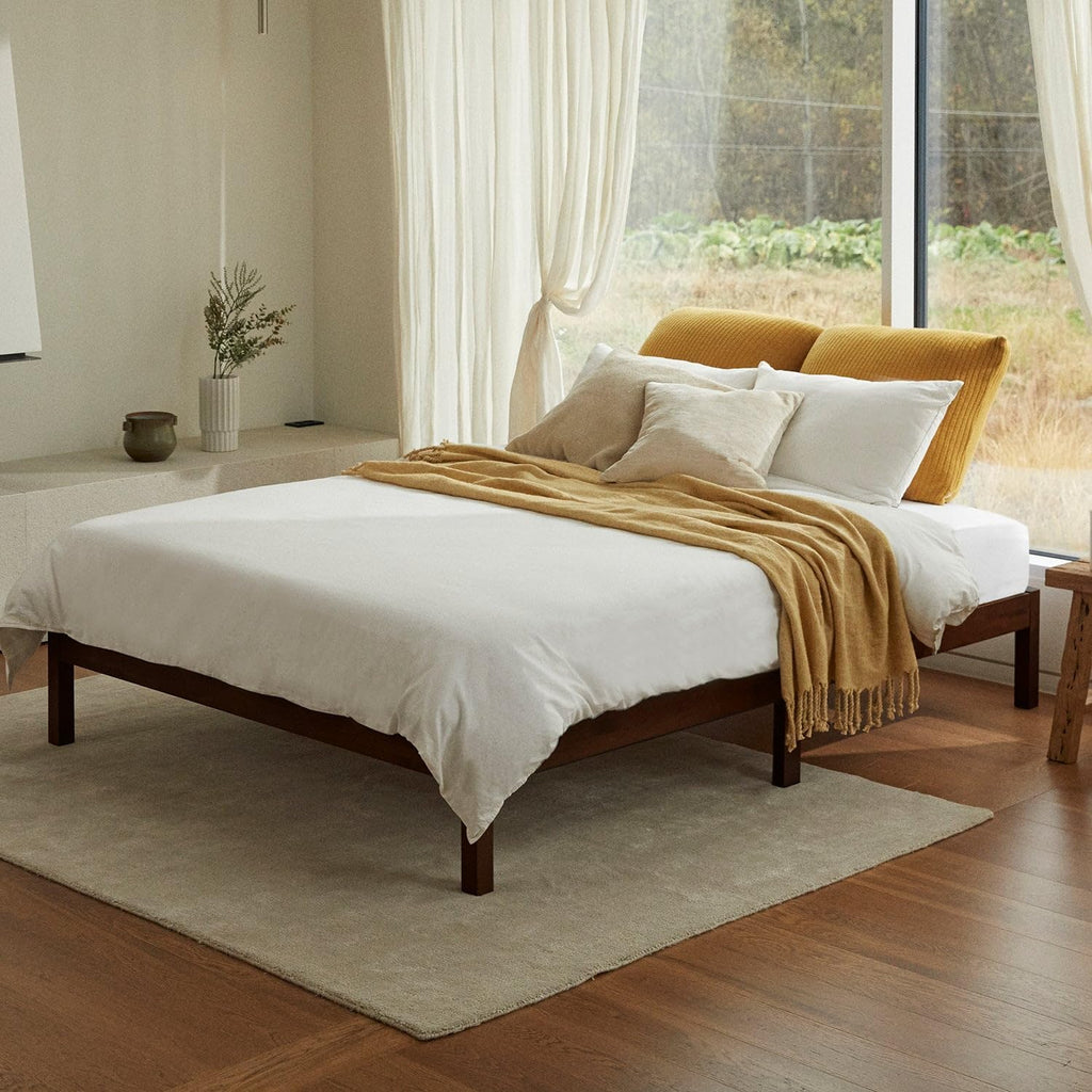 LIFEMENT Full Bed Frame Classic Wood Platform, Noise Free, Under Bed Storage, No Box Spring Needed, Easy Assembly, Cherry