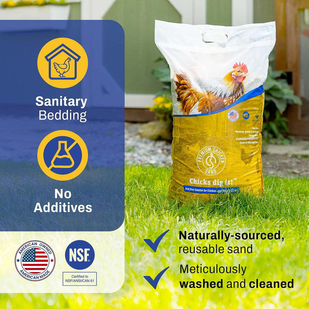 Premium Chicken Sand 50 lbs (8-Pack) – Dust-Free, Odor-Control Bedding for Chicken Coops, Nesting Boxes, and Runs – Natural Poultry Litter, 400 lbs Total