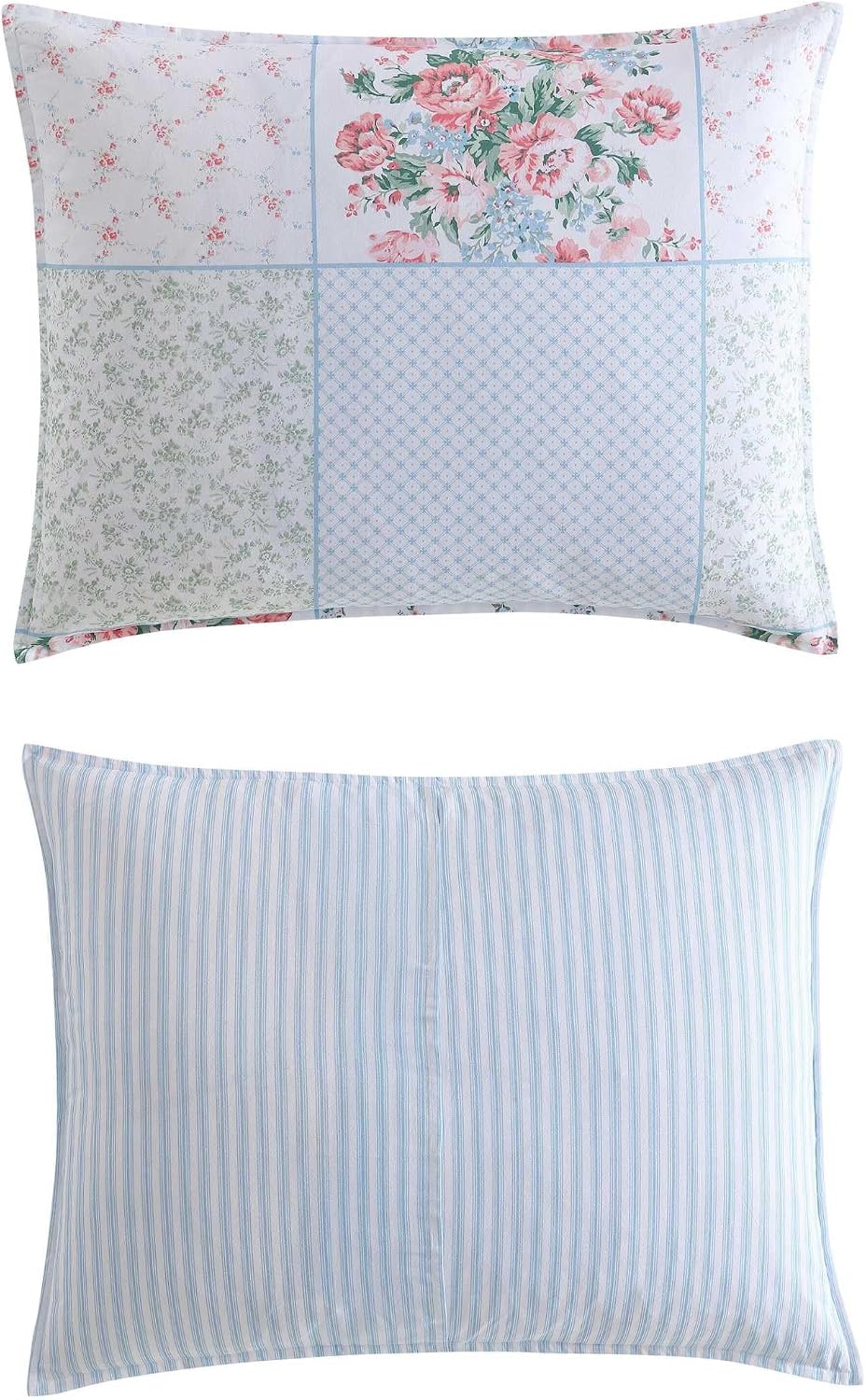 Laura Ashley - Duvet Set, Super Soft & Cozy Bedding, Includes Matching Shams & Bonus Throw Pillow Covers, Coquette Room Decor (Hope Patchwork Blue, King)