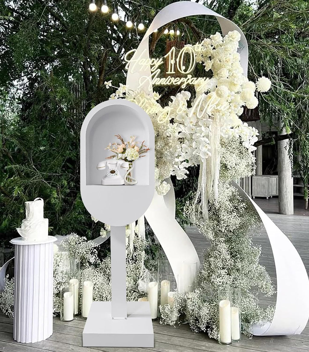Audio Guest Book Phone Booth Stand, Romantic Metal Audio Guestbook Telephone Booth for Wedding Birthdays Party Graduation Baby Shower Retirement Special Occasions Decoration