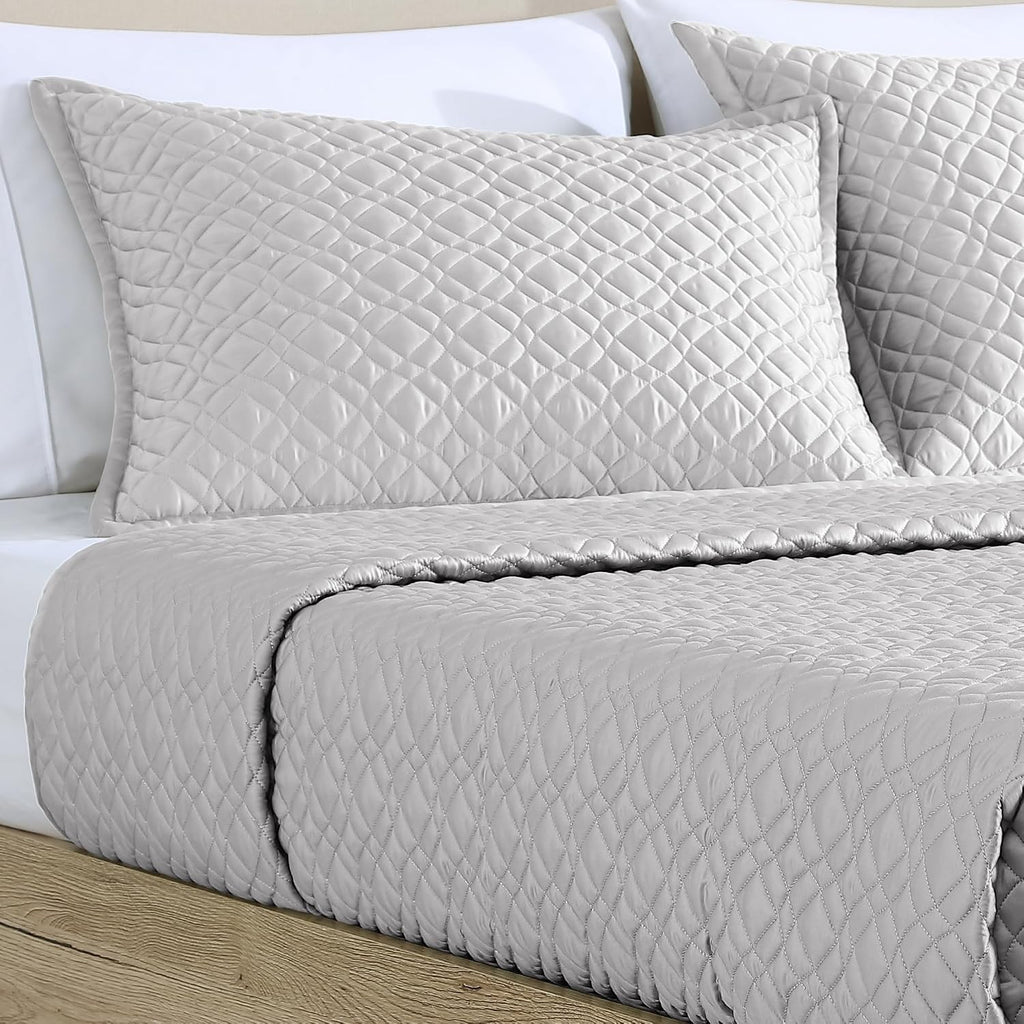 Riverbrook Home Noble Tencel Coverlet Set, King, Silver, 3 Piece Set