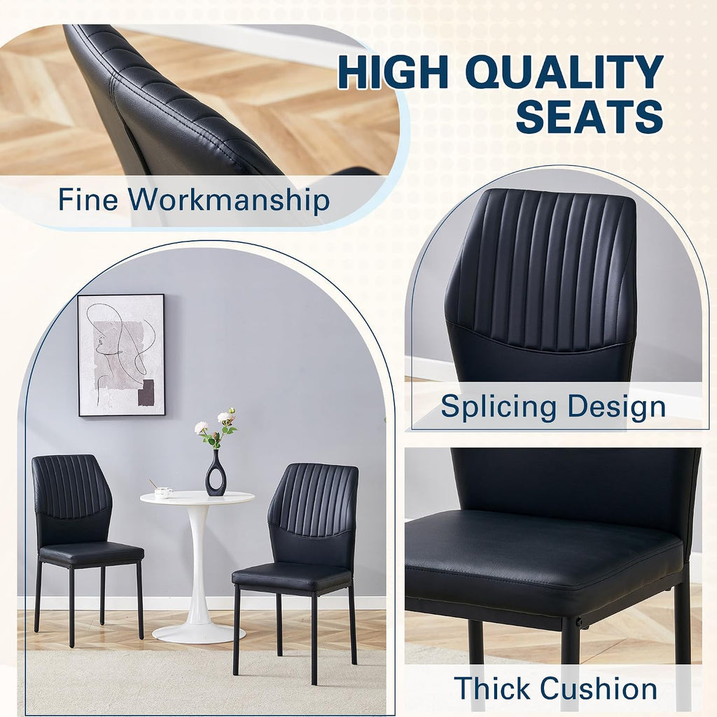 Dining Room Chairs Set of 4,Comfortable,Fashionable Soft Padded Kitchen Chairs High Backrests Metal Legs. Suitable for Living Room and Bedroom (Black Set of 4)
