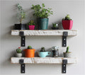 Urban Legacy Accent Shelves | Reclaimed Barn Plank | Set of 2 with Full Brackets (White Wash 24'x 4.5'x 2')