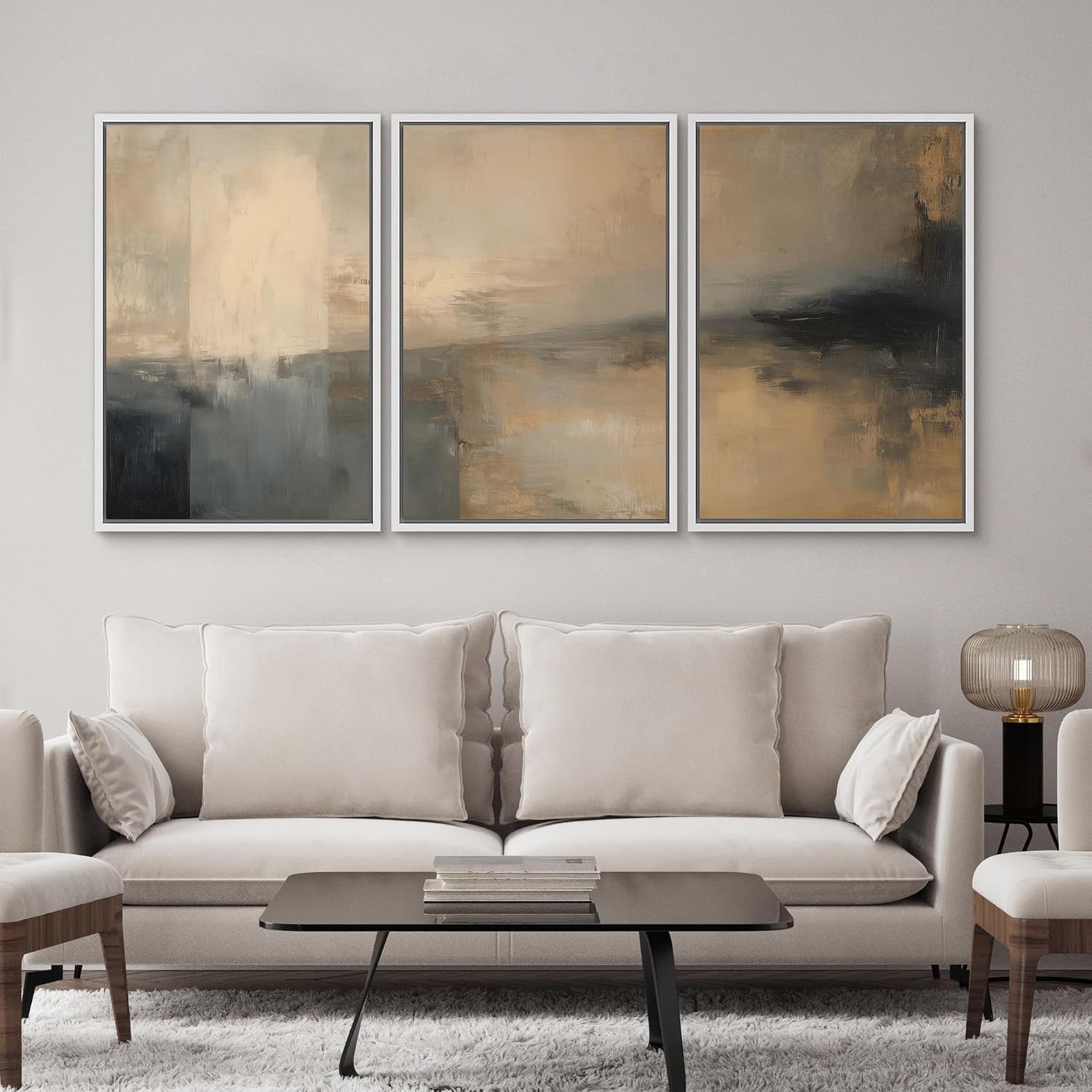 SIGNWIN Framed Wall Art Print Set Twilight Resonance Abstract Illustrations Modern Art Chic Multicolor for Living Room, Bedroom, Office - 24'x36'x3 White