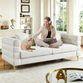 Loveseat Modern Sofa, 81' Teddy Boucle Comfy Cloud Couch Upholstered Deep 3 Seater Sherpa Couch Set with Stylish Metal Legs for Living Room Home Office Bedroom Apartment, White