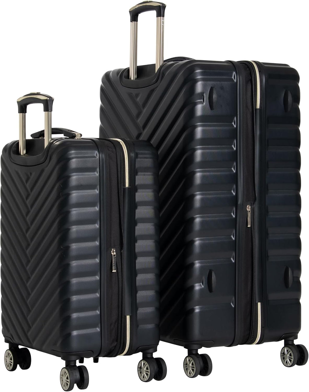 Kenneth Cole REACTION Madison Square Lightweight Hardside Chevron Expandable Spinner Luggage, Black, 2-Piece Set (20' & 28')