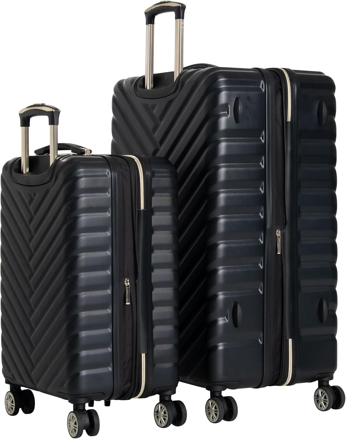 Kenneth Cole REACTION Madison Square Lightweight Hardside Chevron Expandable Spinner Luggage, Black, 2-Piece Set (20' & 28')