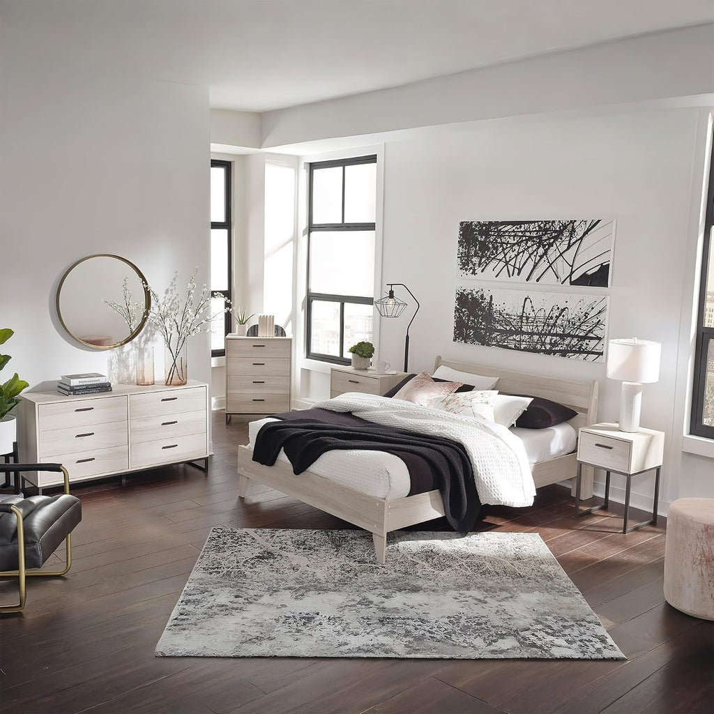 Signature Design by Ashley Socalle Casual Twin Panel Platform Bed in a Box, Foundation or Box Spring Not Needed, Beige