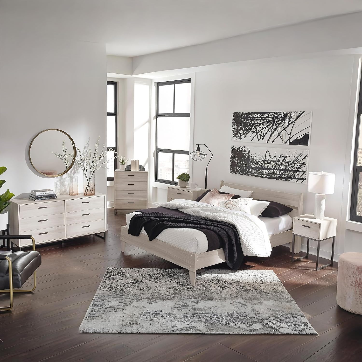 Signature Design by Ashley Socalle Casual Twin Panel Platform Bed in a Box, Foundation or Box Spring Not Needed, Beige
