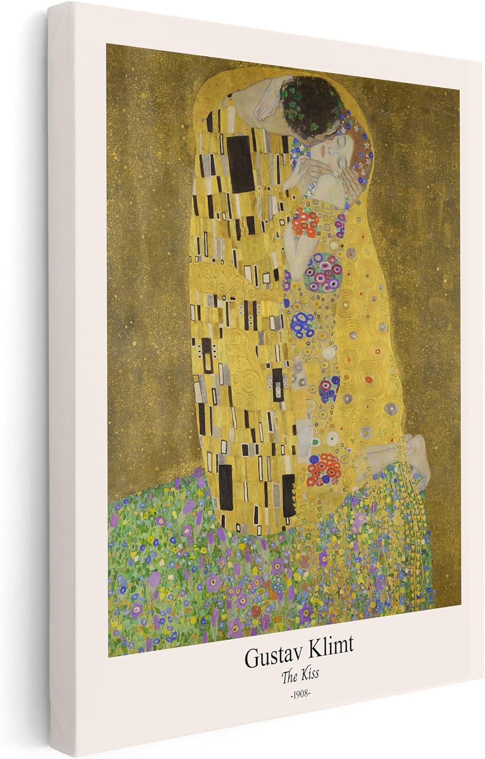 Poster Master Vintage Gustav Klimt Canvas - Retro The Kiss Print - Abstract Symbolism - Aesthetic Art - Classic Painting - Art Nouveau Living Room Wall Decor - 24x32 STRETCHED Canvas