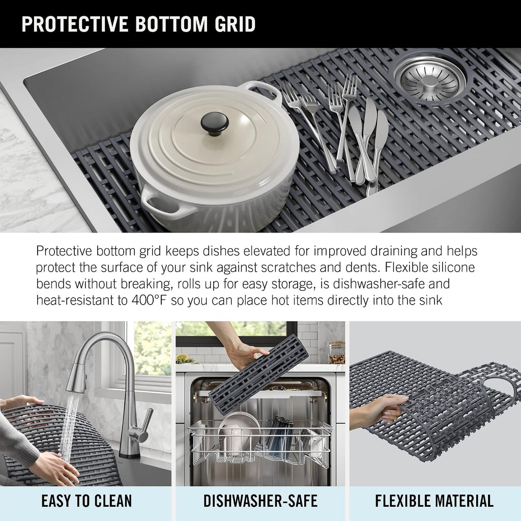 DELTA FAUCET Delta Lenta 30-inch Retrofit Farmhouse Apron Front 16 Gauge Stainless Steel Single Bowl Kitchen Sink for Undermount/Drop-In Installation with Accessories, 95J132-T30S-SS