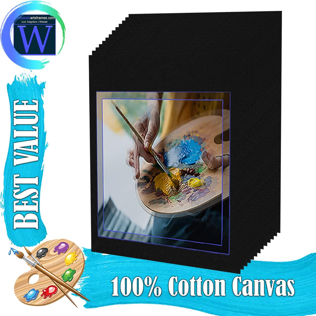 16x20 Black Canvas Boards for Painting Bulk 50 Pack.Paint Canvases for Painting Art.Artist Blank Canvases for Painting 16x20 Canvas Panels.Quality Acid Free Primed Canvas Boards for Acrylic,Oil etc