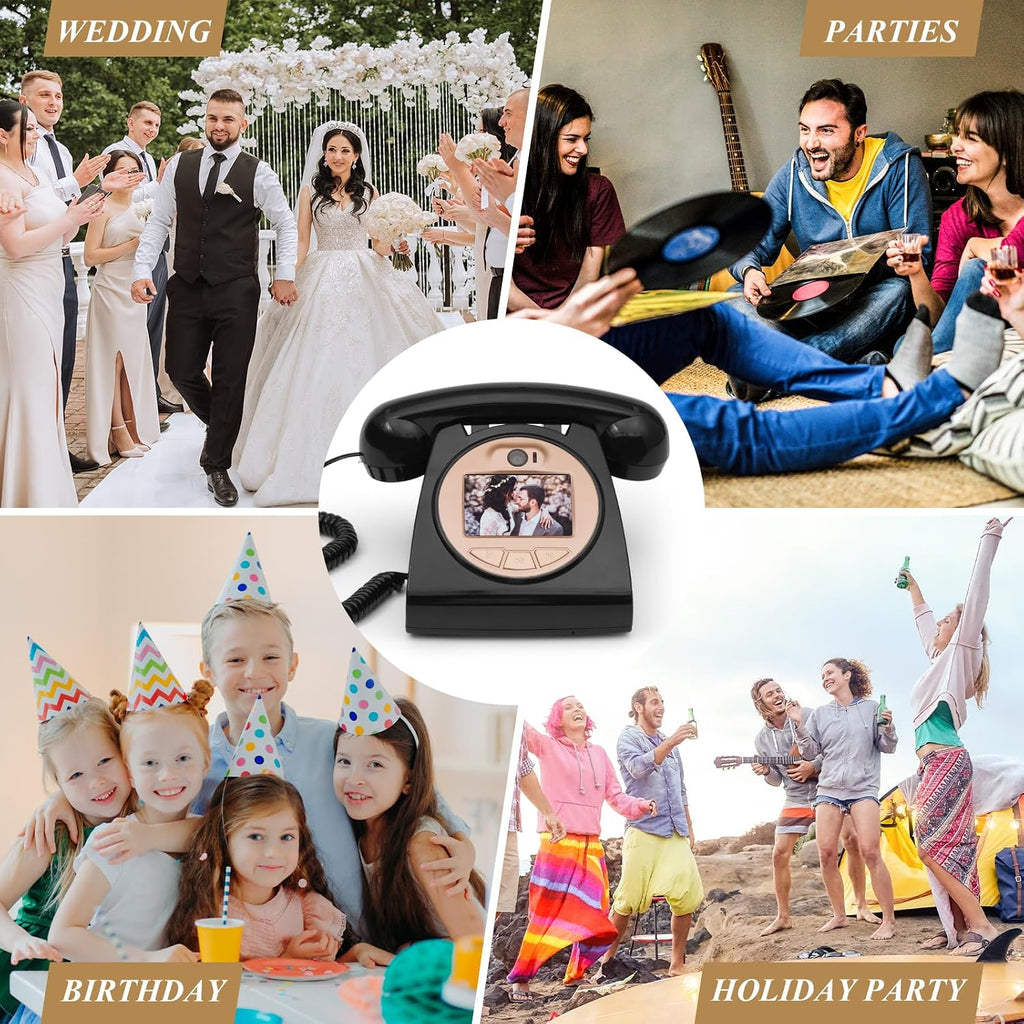 UKBW Video Audio Guest Book Wedding Phone, 1080P HD Video Audio Phone Guestbook, Preserve Your Special Occasions, Ideal for Wedding Bridal Shower, Birthday, Graduations, Baby Shower(Black)
