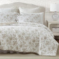 Laura Ashley - King Quilt Set, Reversible Floral Cotton Bedding with Matching Shams, Medium Weight for Year Round Use, Oek-Tex Certified (Walled Garden Brown)