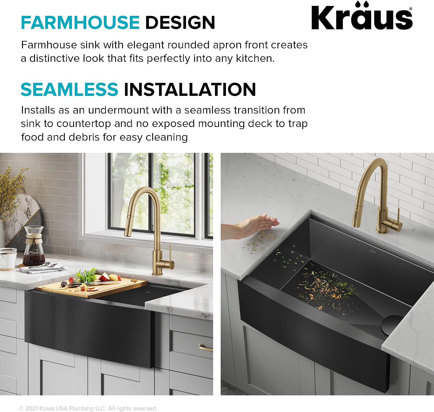 KRAUS Kore Workstation 27-inch Farmhouse Apron Front 16 Gauge Black Stainless Steel Single Bowl Kitchen Sink in PVD Gunmetal Finish with Accessories, KWF210-27-PGM