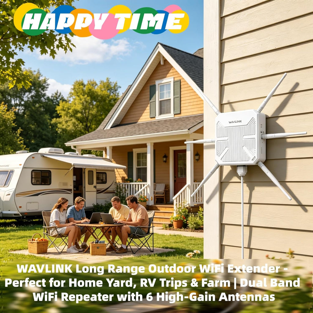 WAVLINK AX3000 Outdoor WiFi 6 Extender, Long Range Outdoor Access Point, 6x7dBi High-Gain Antennas, PoE Powered, IP67 Waterproof Lightning Protection, Starlink Compatible for Farm, RV, Cameras
