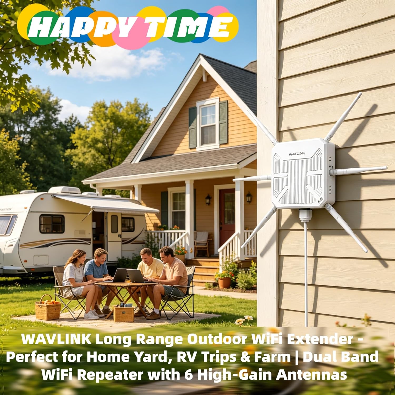 WAVLINK AX3000 Outdoor WiFi 6 Extender, Long Range Outdoor Access Point, 6x7dBi High-Gain Antennas, PoE Powered, IP67 Waterproof Lightning Protection, Starlink Compatible for Farm, RV, Cameras