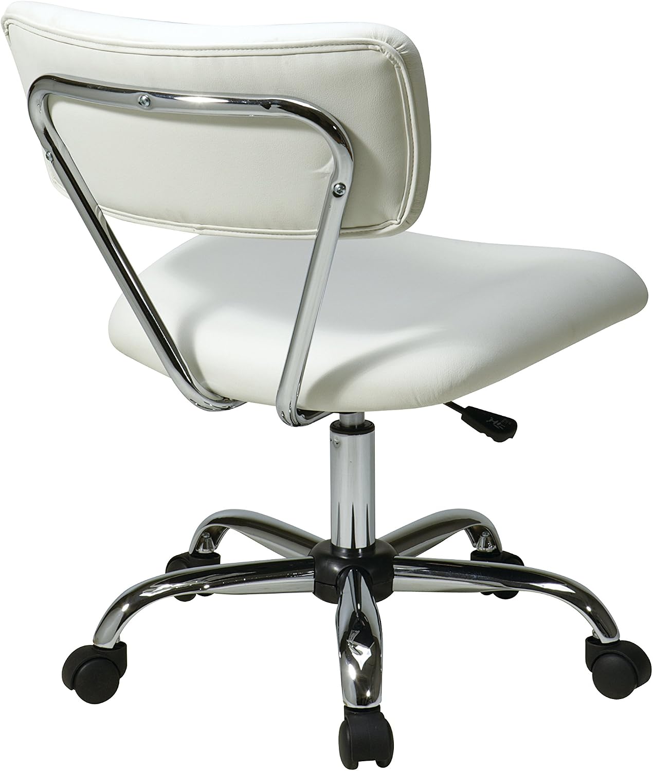OSP Home Furnishings Vista Office Task Chair with Pneumatic Height Adjustment and Full Swivel, White Vinyl