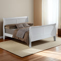 GDFStudio Queen Size Wood Platform Bed Frame, Classic Sleigh Design with Curved Trim & Wood Posts,Easy Assembly, Box Spring Required,Timeless Elegant Bedroom Furniture,White