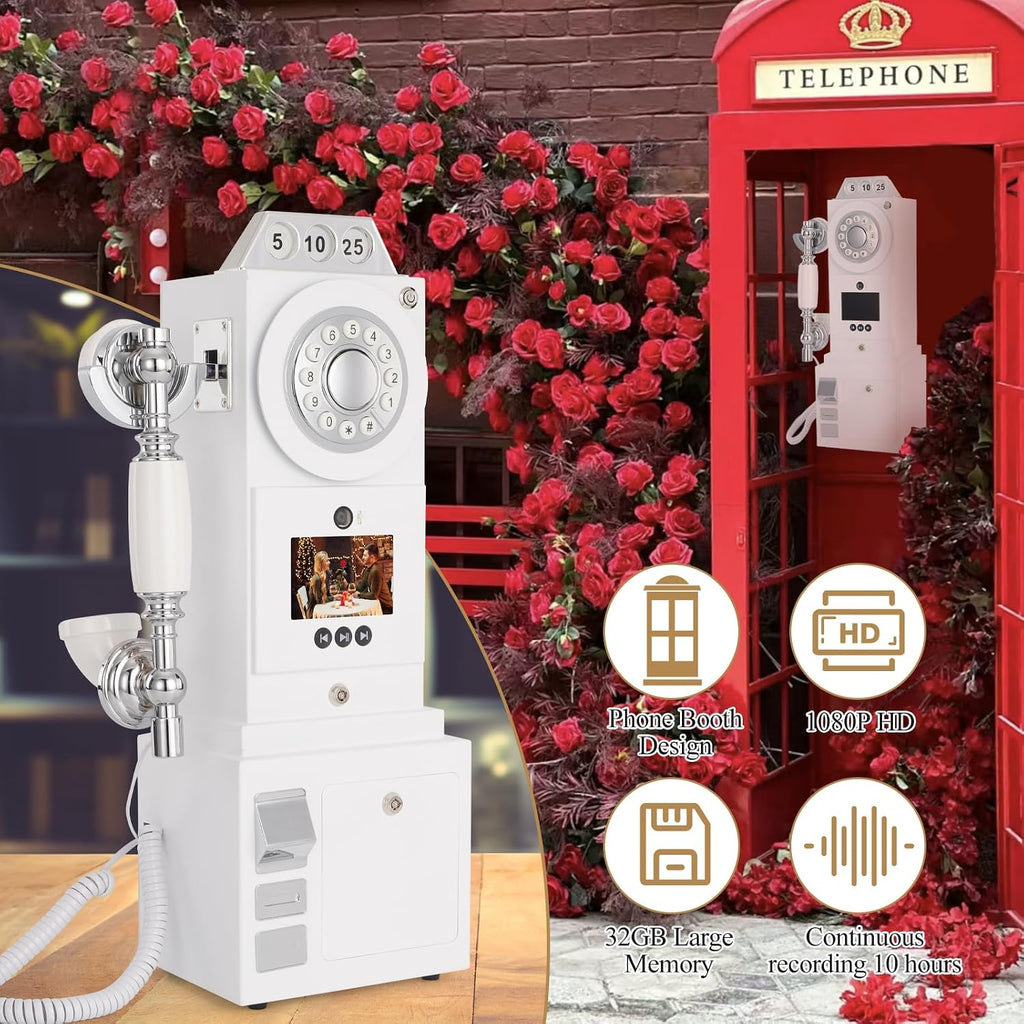 UKBW Video Audio Guest Book Wedding Phone, Record Customized Video Audio Messages, Video Audio Phone guestbook for Preserving Variety of Memorable Party Occasions(White)
