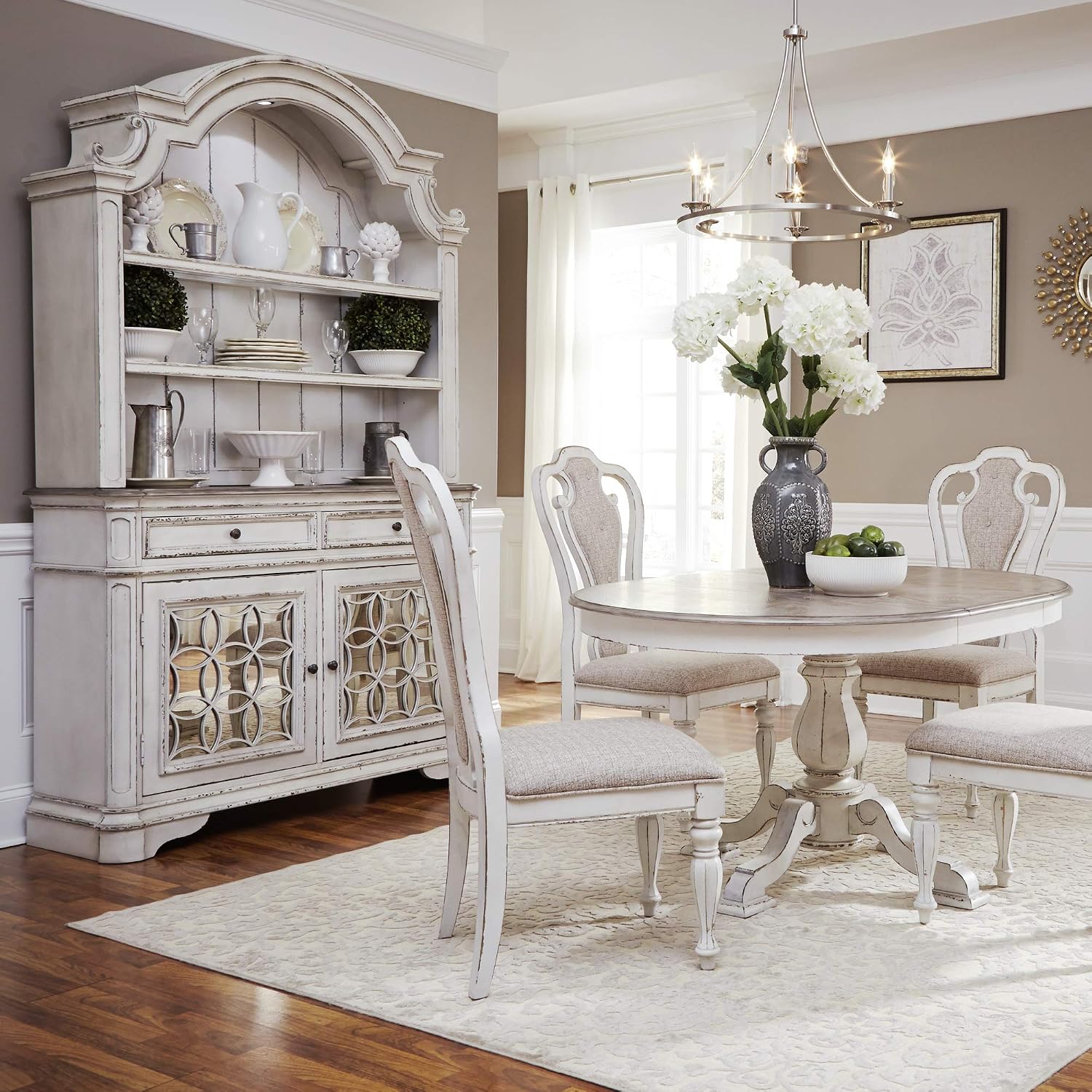 Liberty Furniture Industries Magnolia Manor Hutch & Buffet, W56 x D18 x H92, White