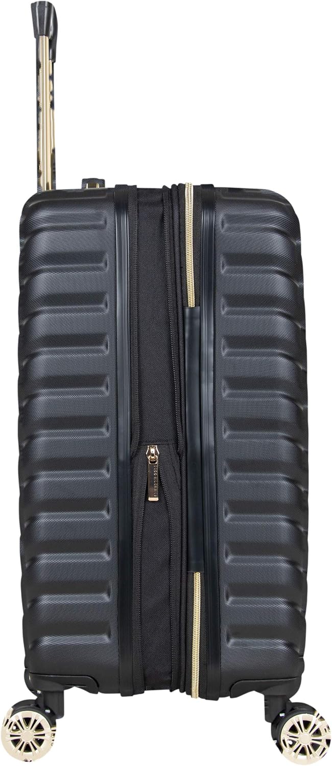 Kenneth Cole REACTION Madison Square Lightweight Hardside Chevron Expandable Spinner Luggage, Black, 2-Piece (20' Carry On + Backpack)