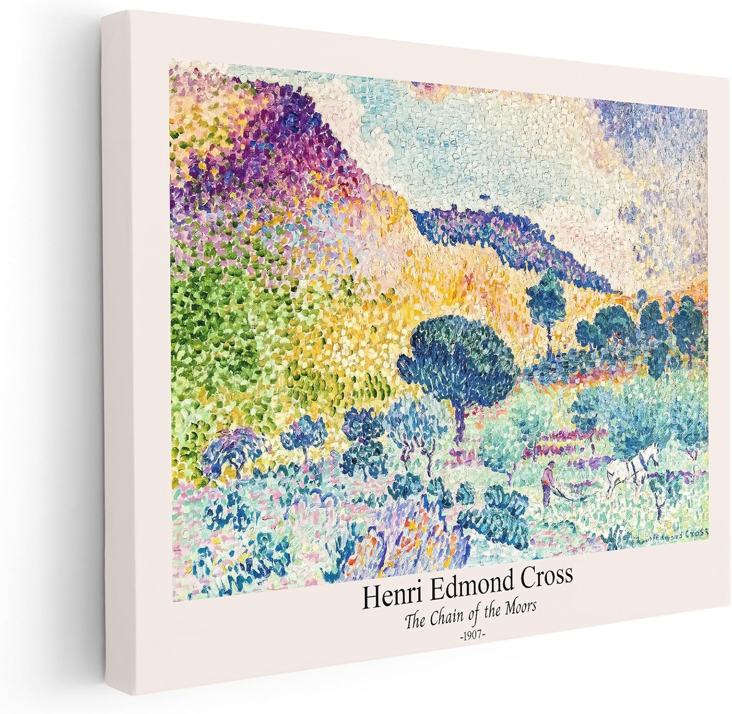 Poster Master Vintage Henri Edmond Cross Canvas - Retro The Chain of the Moors Print - Abstract Art - Classic Impressionism Painting - Aesthetic Living Room Wall Decor - 24x32 STRETCHED Canvas