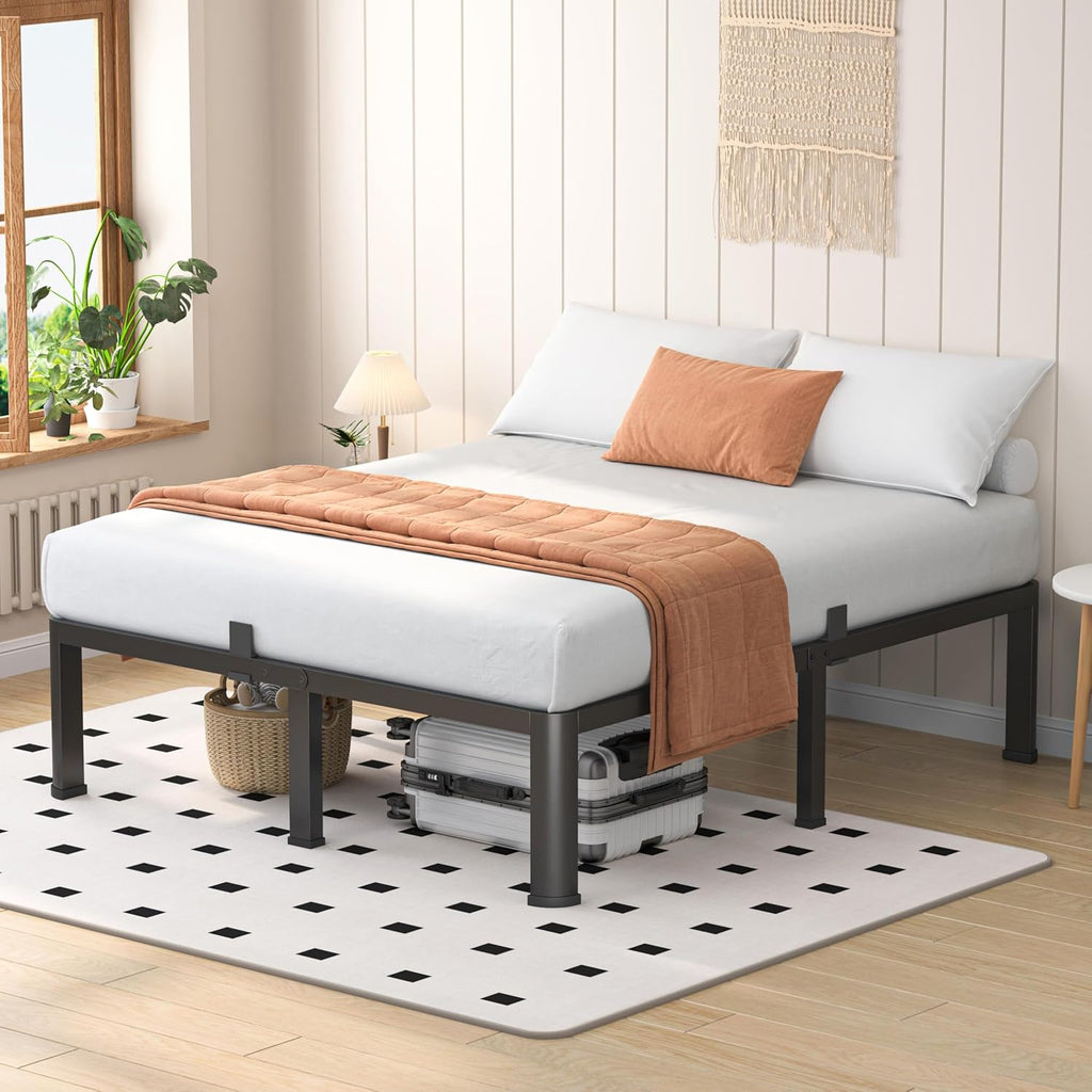 VIPSHOW 20 Inch Full Heavy Duty 3500 lbs Bed Frame with Round-Corner Legs & Anti-Squeak Design – Quick Assembly Metal Platform, No Box Spring Needed