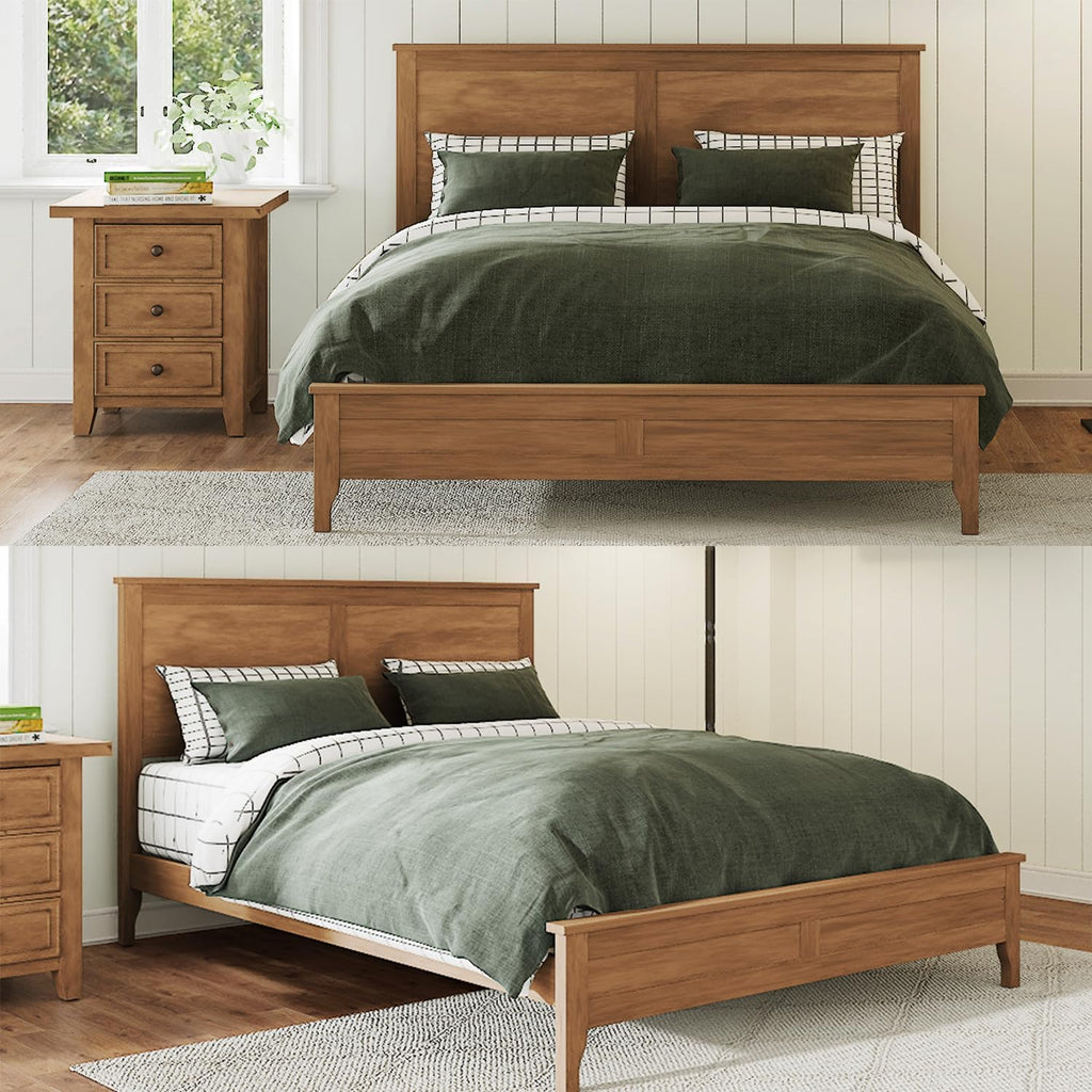 King Size Wood Bed Frame and Headboard, Modern Retro Seadrift Platform Beds Frames, Sturdy and Durable Design Rustic Wooden Bedroom Set, Easy Assembly, No Box Spring Needed (Seadrift, King)