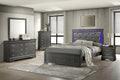 GOWE Blaze Upholstered Modern Style 5 Pc Full Bedroom Set with LED Headboard Made with Wood in Metallic Gray(CA Warehouse)