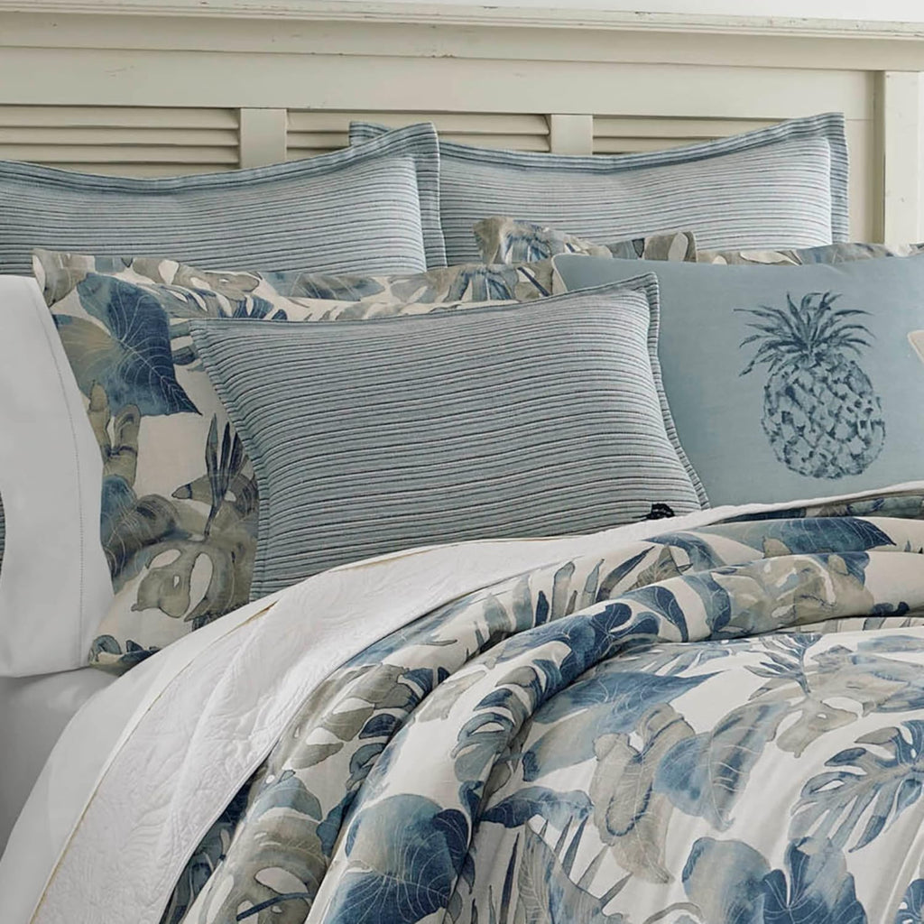 Tommy Bahama - Queen Comforter Set, Cotton Reversible Bedding with Matching Shams & Bedskirt, Super Soft Bedding Set (Raw Coast Blue, Queen)