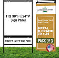 Real Estate Yard Sign Metal H Frame with Rider (Pack of 3) - Steel Real Estate Sign Holder, 30' x 24' Yard Signs, Yard Sign Stand, Open House Signs for Real Estate, (1 Main, 1 Rider,