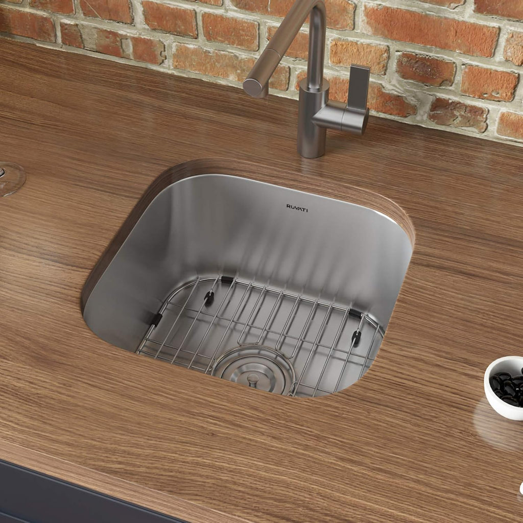 Ruvati 13' by 15' Inch RVM4136 Undermount Bar Sink - 16 Gauge Stainless Steel Kitchen Sink Single Bowl with Brushed Finish hides scratches, Easy-to-Clean Undermount kitchen Sink