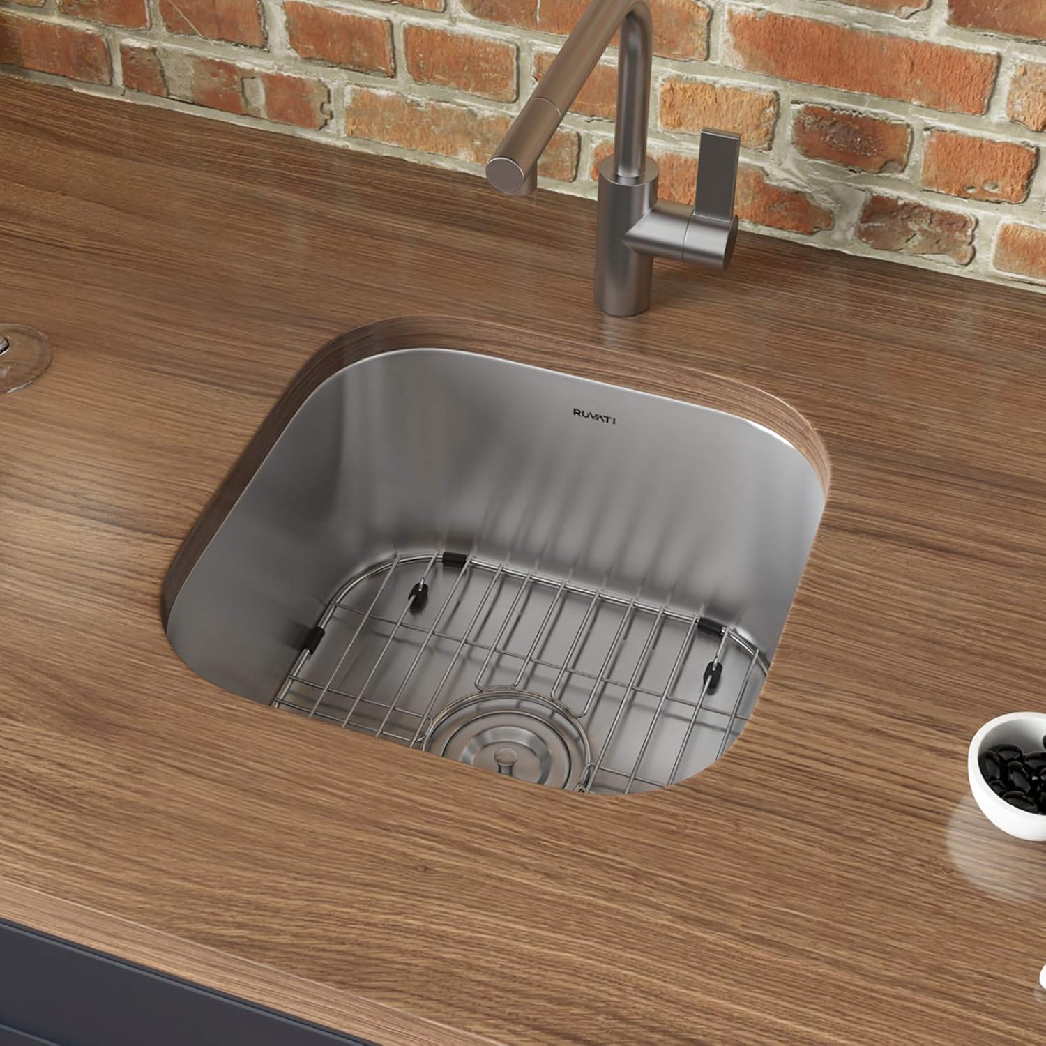 Ruvati 13' by 15' Inch RVM4136 Undermount Bar Sink - 16 Gauge Stainless Steel Kitchen Sink Single Bowl with Brushed Finish hides scratches, Easy-to-Clean Undermount kitchen Sink