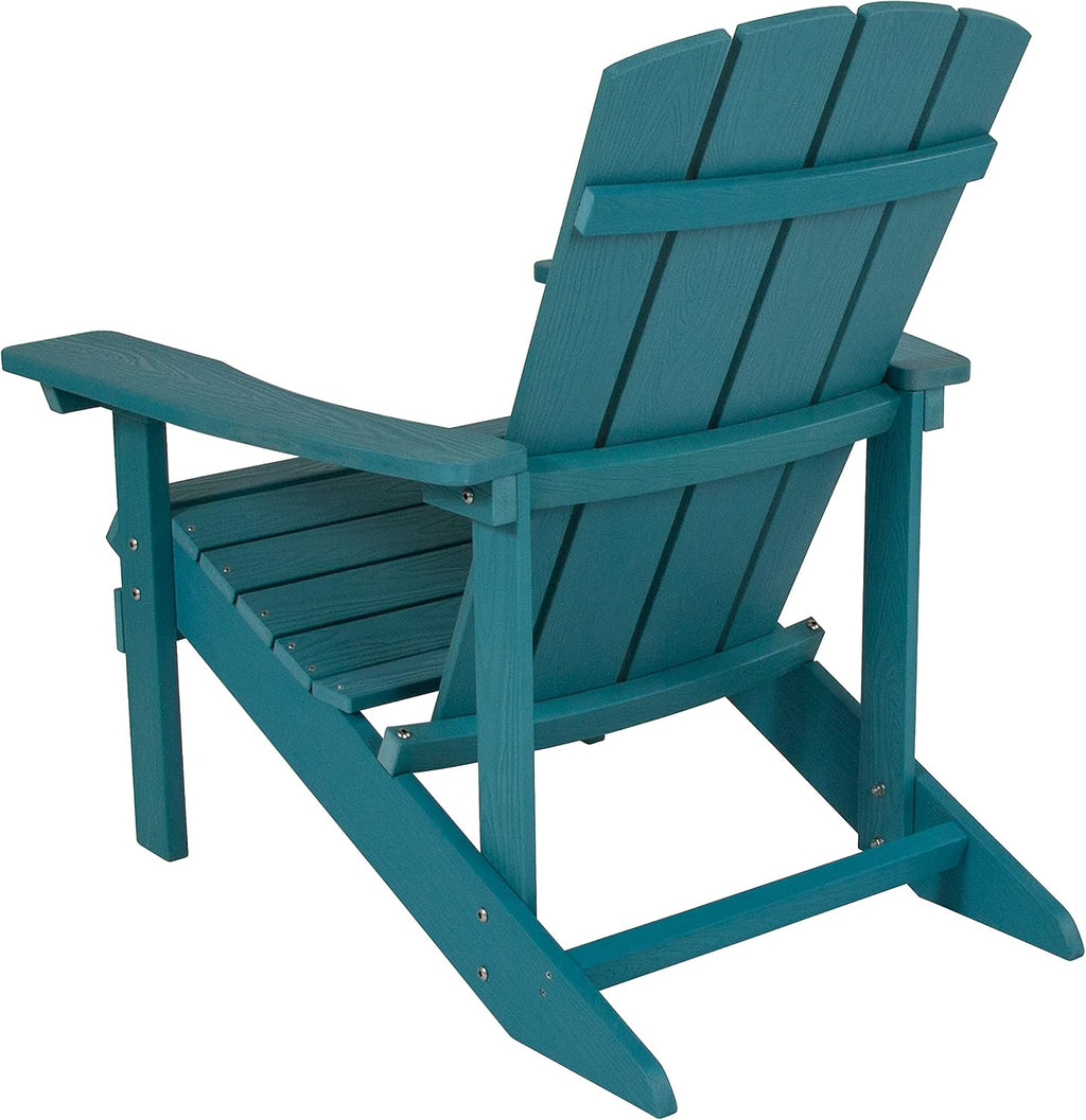Flash Furniture Charlestown Commercial Grade Indoor/Outdoor Adirondack Chair, Weather Resistant Durable Poly Resin Deck and Patio Seating, Sea Foam