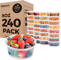 Glotoch Express 8oz Soup Containers with Lids, BPA-Free Plastic Deli Cups for Food Storage, Stackable and Leakproof, Microwave/Freezer/Dishwasher Safe, 240 Pack