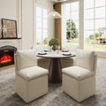 BLANKSPACE Upholstered Chairs for Dining Room, Linen Beige Chairs with Casters, Armless Single Sofa Chair with Storage Set of 4 for Guest Seating, Bedroom, Reading Room