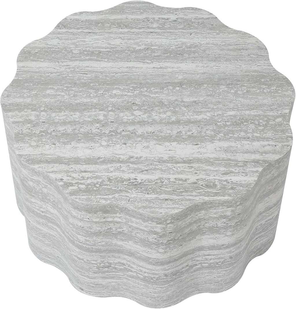 Nesting Coffee Table Set of 2, Modern Wood Center Table for Living Room, Faux Mars Pattern Side Table Accent End Table for Apartment Office, No Need Assembly (26.7'& 23.6',Beige & Grey)