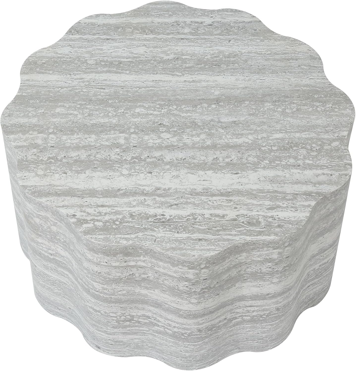 Nesting Coffee Table Set of 2, Modern Wood Center Table for Living Room, Faux Mars Pattern Side Table Accent End Table for Apartment Office, No Need Assembly (26.7'& 23.6',Beige & Grey)