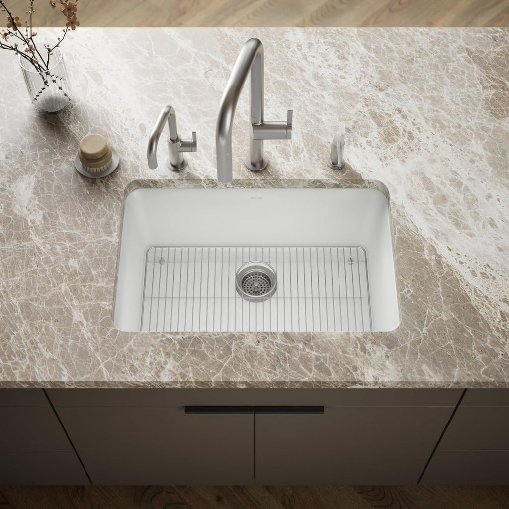 Kohler 28000-CM6 Cairn® 27-1/2' undermount single-bowl kitchen sink, Matte White