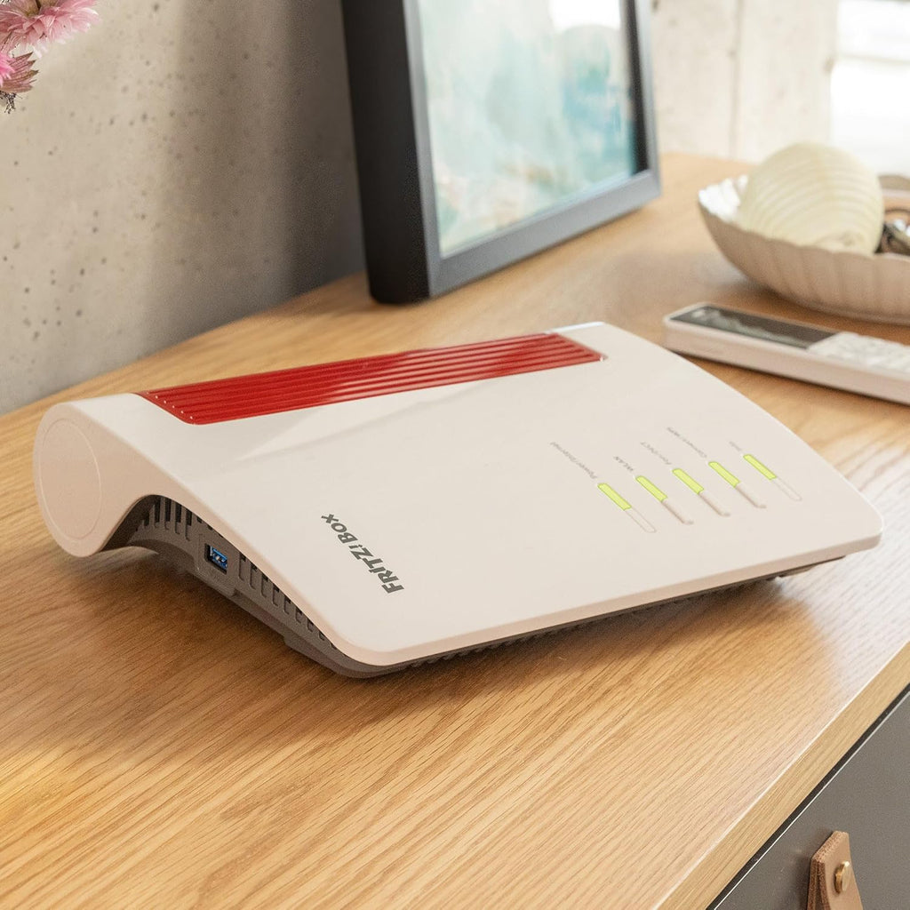 FRITZ!Box 4690 Wi-Fi 7 Mesh Router, for Cable, DSL or Fiber Optic Connection, up to 6,960 Mbit/s, 1x 10 Gigabit WAN and LAN, 3x 2.5 Gigabit LAN, DECT Base, WLAN Mesh, German Version
