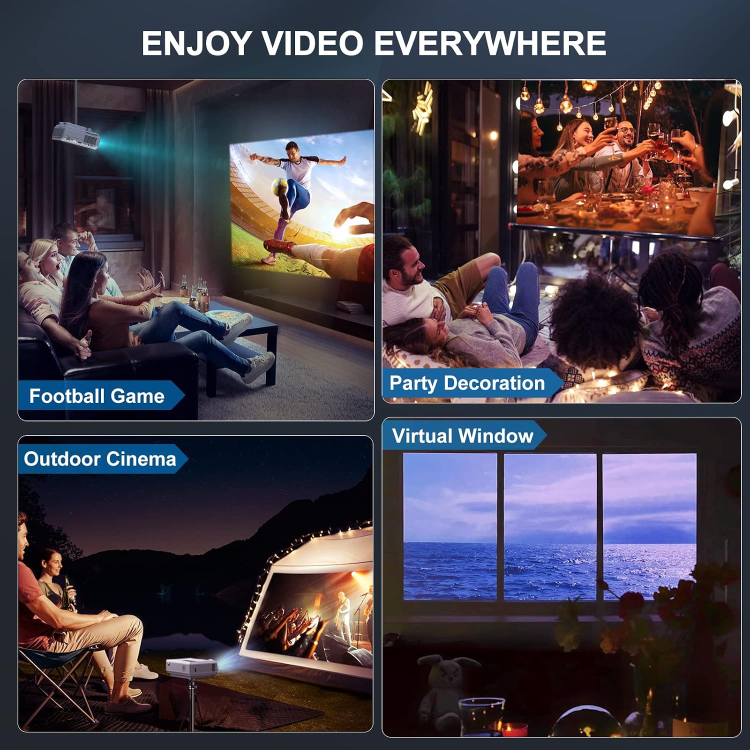 FUDONI Projector with 5G WiFi & Bluetooth, Native 1080P 18000L Portable Movie Projector for Home Theater Outdoor, Built-in Speaker, Compatible with HDMI, USB, AV, Fire Stick, Laptop, iOS, Android, PS5