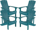 Flash Furniture Charlestown Poly Resin Adirondack Chair - Sea Foam - All Weather - Indoor/Outdoor - Set of 4