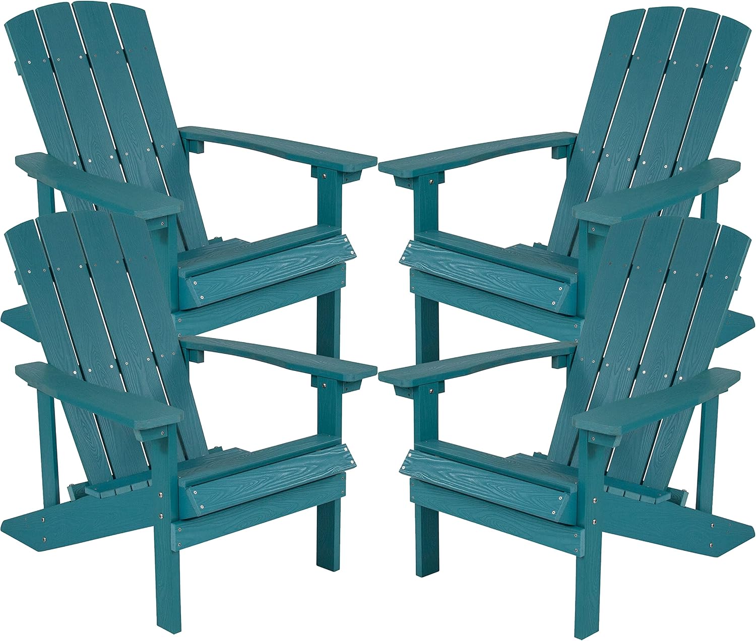 Flash Furniture Charlestown Poly Resin Adirondack Chair - Sea Foam - All Weather - Indoor/Outdoor - Set of 4
