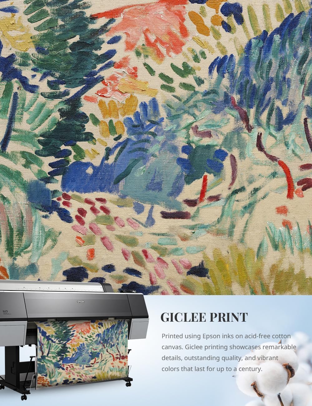 IPIC - In Landscape at Collioure by Henri Matisse, Classic World Famous Painting Giclee Print on Cotton Canvas Stretched over Pine Wood Frame for Wall Decor Size 40x30 in,Made in USA