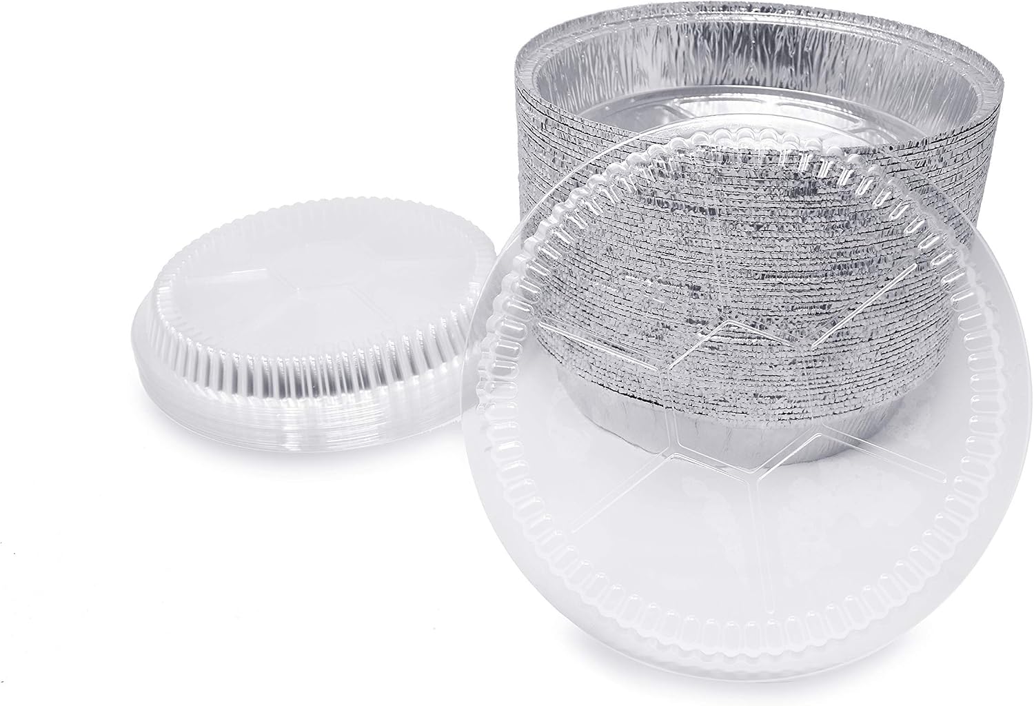 (360 Pack) Premium 6-Inch Round Foil Pans with Plastic Dome Lids l Heavy Duty l Disposable Aluminum Tin for Roasting, Baking, or Cooking