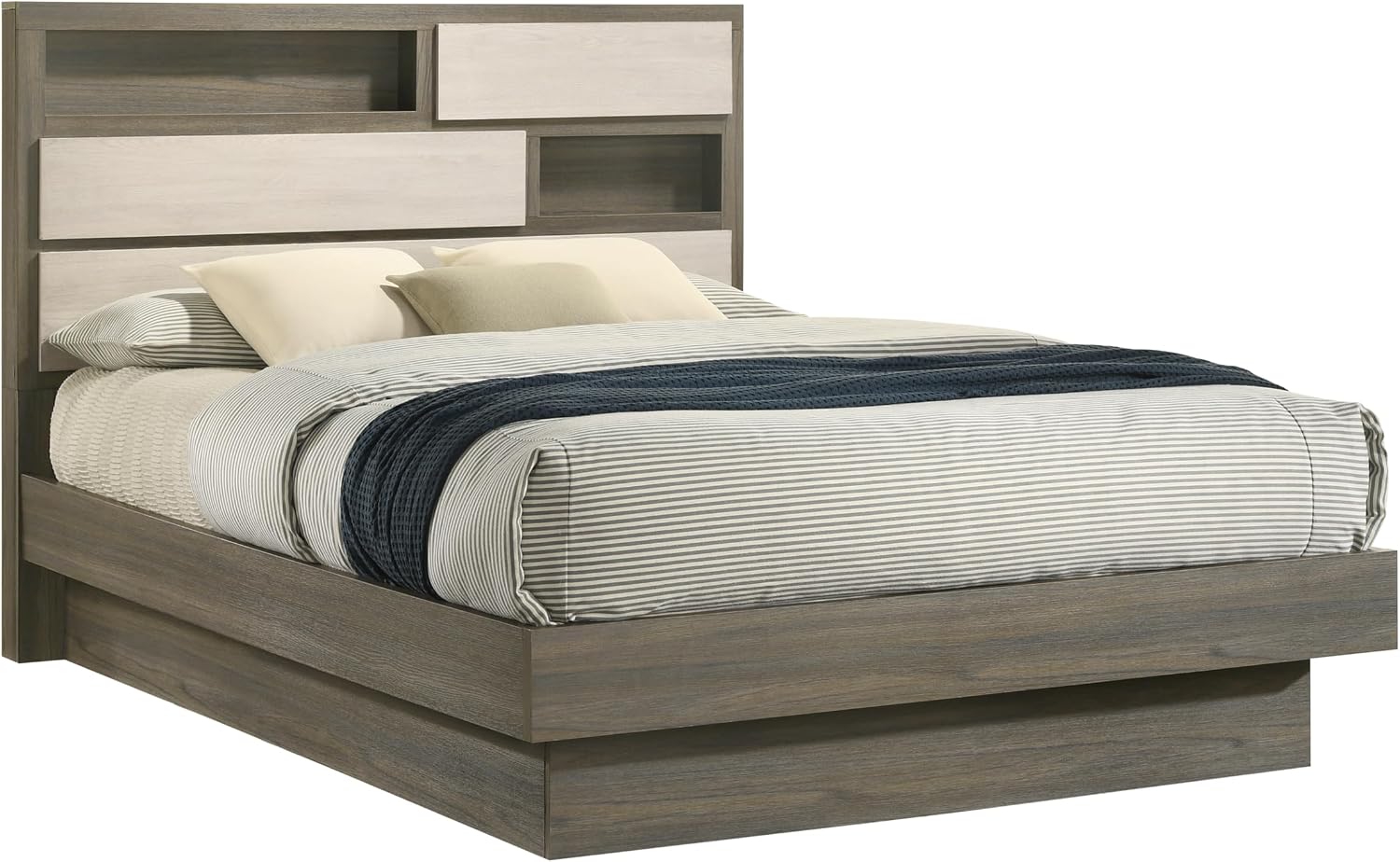 5 Pc Full Bedroom Set Made with Wood in Beige Brown