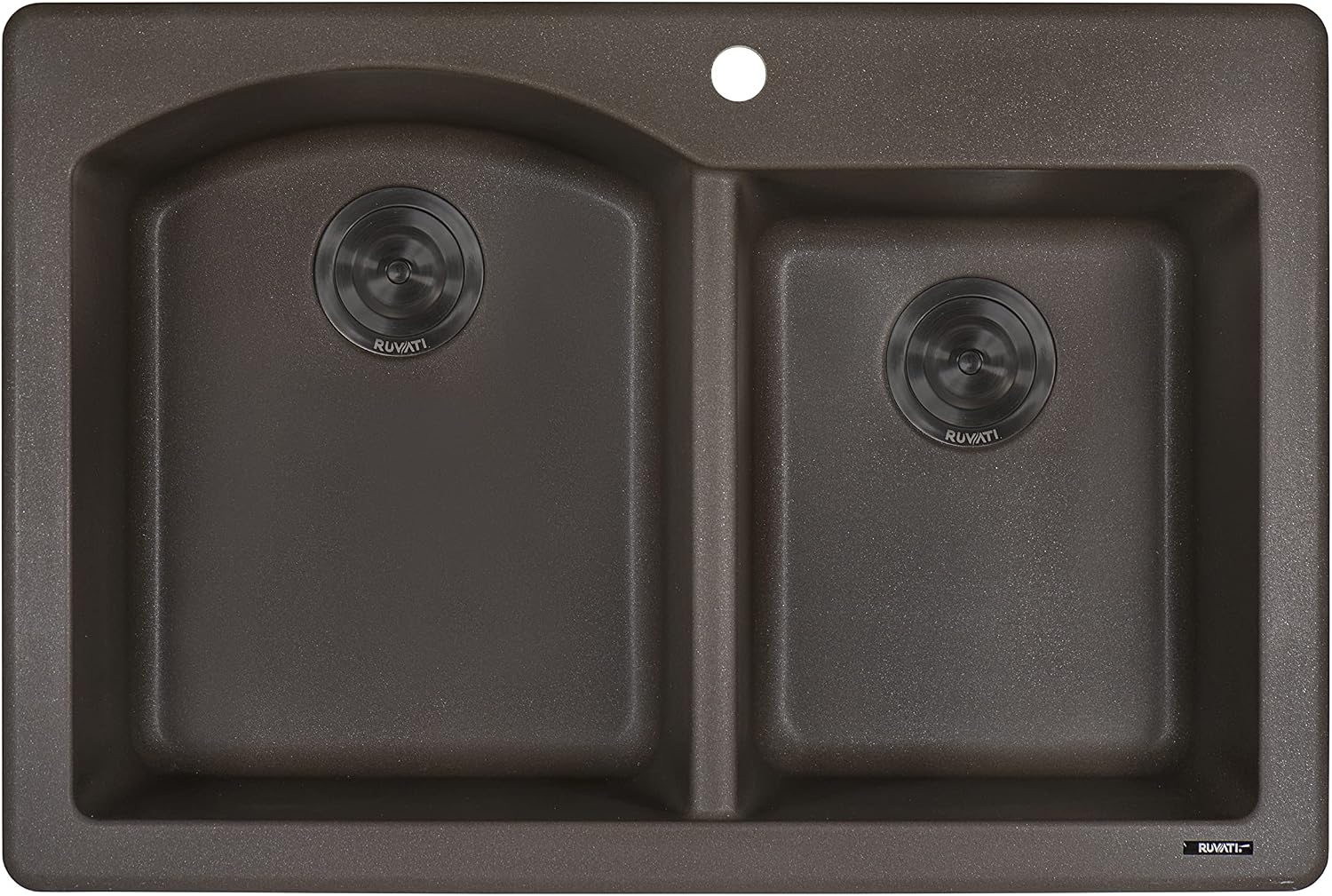 Ruvati 33 x 22 inch epiGranite Drop-in Topmount Granite Composite Quartz Double Bowl Kitchen Sink - Espresso Brown - RVG1344ES