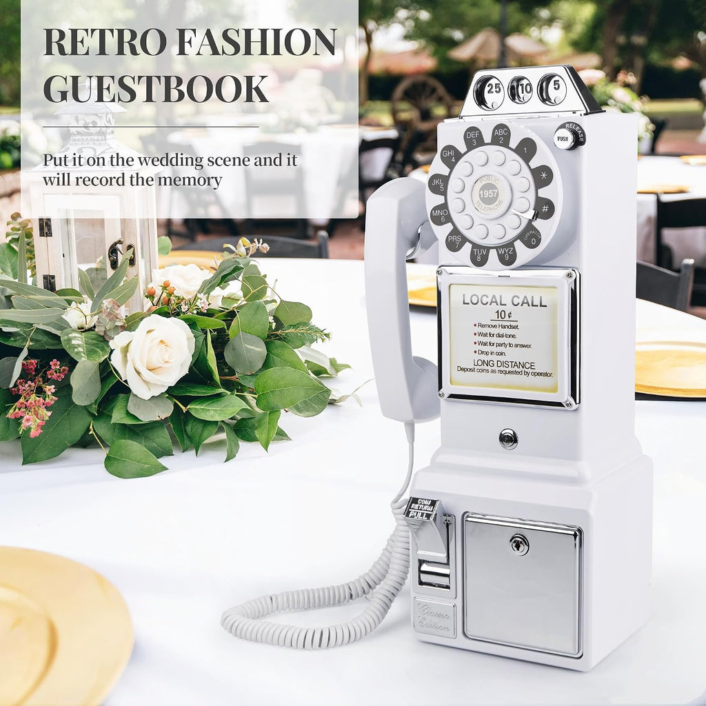 Audio Guest Book Wedding Phone, Retro Audio Phone Guestbook with Clear Voice Recording for Wedding Reception, Bridal Shower, Birthday, Baby Shower, Anniversary, Engagement